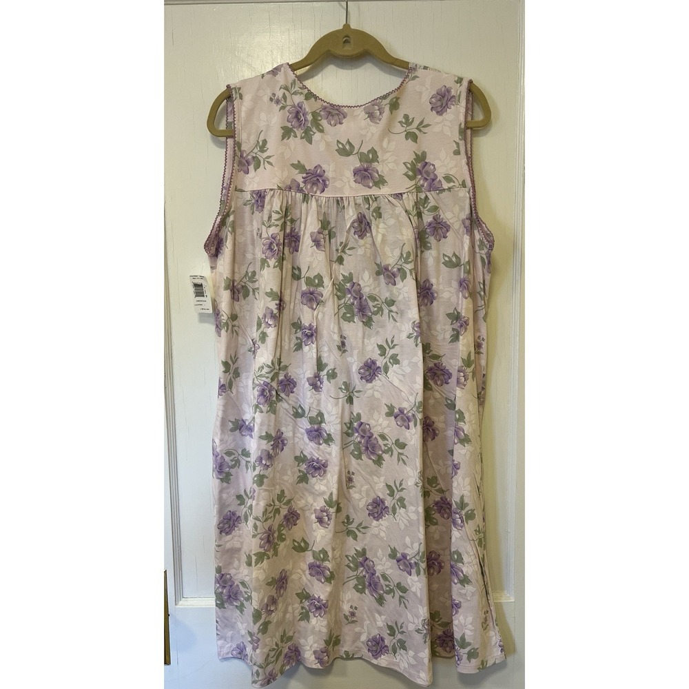 Barbizon Nightgown & Robe Set NWT Sz Large Floral Lilacprint Vtg Lace Smocking - Picture 11 of 16